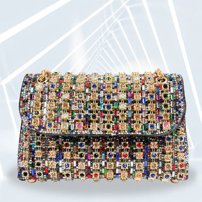 🎅🎄Wyprzedaż świąteczna 40% taniej💎Luksusowa damska kolorowa torba z kryształkami górskimi