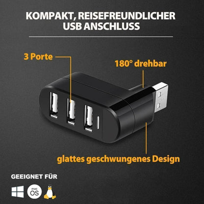 ✨Stacja dokująca USB💻Wielofunkcyjne mini obrotowe 3-portowe złącze USB