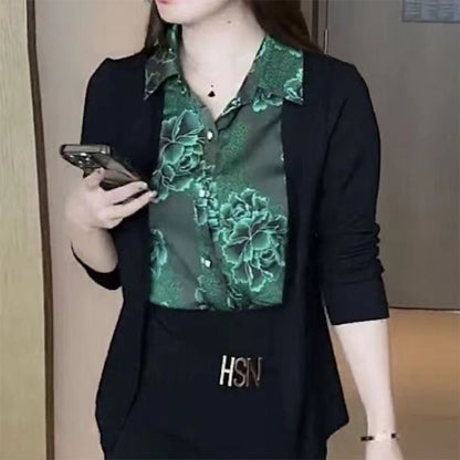 ✨Kup 1 i otrzymaj 1 gratis👚Dwuczęściowa koszulka damska z nadrukiem Splicing Fake