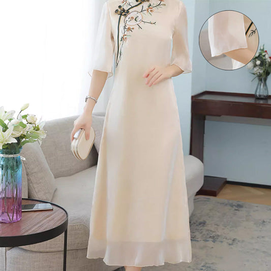 ✨To sprawi, że będziesz świecić.🌸Luźna sukienka typu cheongsam z półrękawkiem